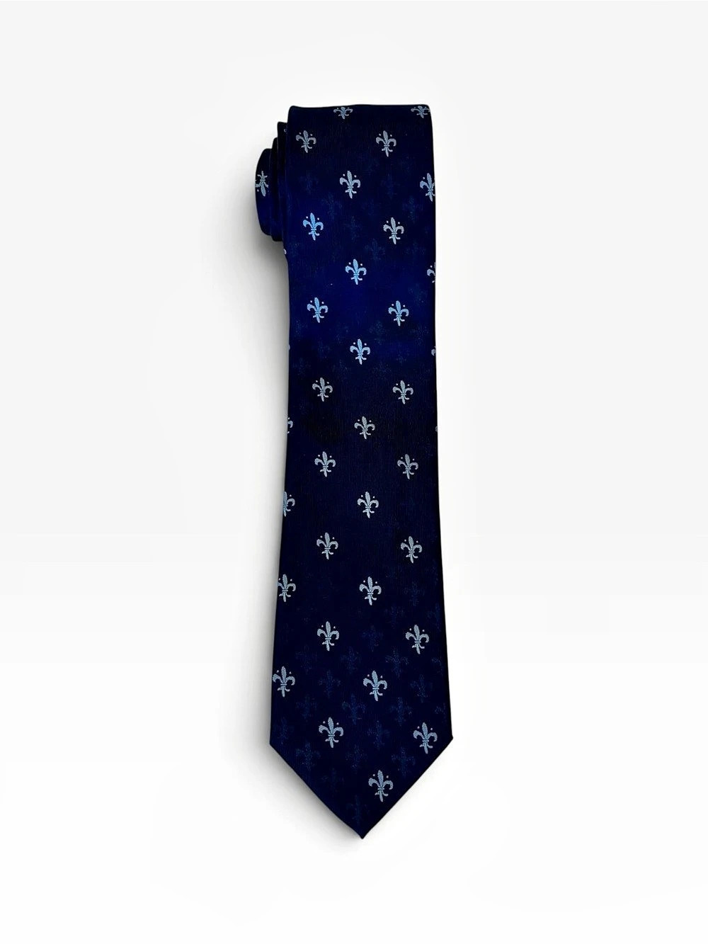 Creazioni Tucci Firenze Navy Fleur de Lis 100% Silk Necktie Italy Mens Dress Tie